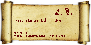 Leichtman Nándor névjegykártya